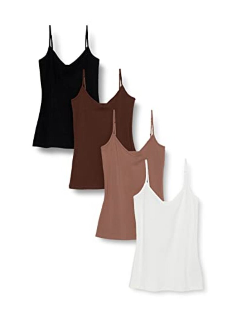 Slim Fit V-Neck Cami Cotton Stretch Layering Tank 4 Pack